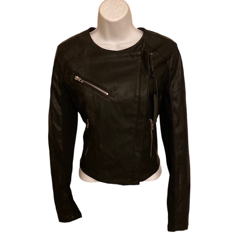 BlankNYC Black Faux Leather Moto Jacket Size Small